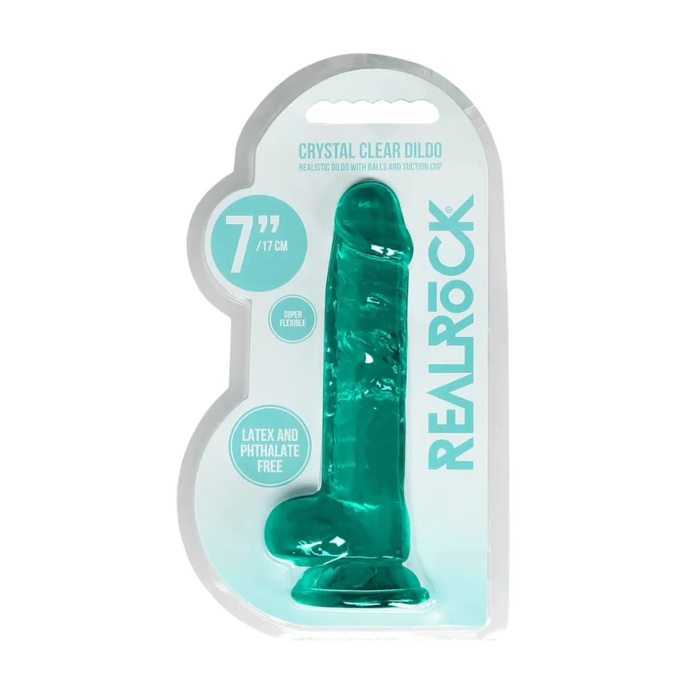 Realistické dildo s přísavkou RealRock Crystal Clear, průhledné, 19 cm - obrázek 2