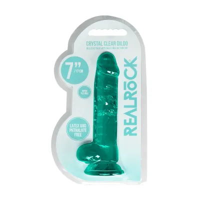 Realistické dildo s přísavkou RealRock Crystal Clear, průhledné, 19 cm - obrázek 2