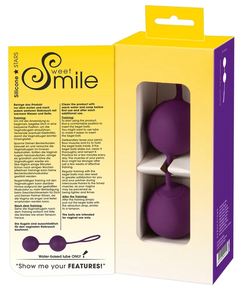 Venušiny kuličky Sweet Smile XXL Duo Balls se zátěží, silikon, fialové, 21,5 cm - obrázek 5