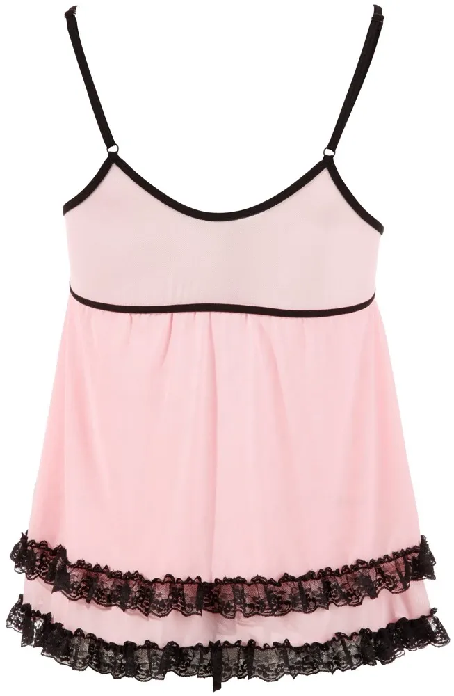 Košilka s tangy Cottelli Collection s krajkou, růžová, M - obrázek 7
