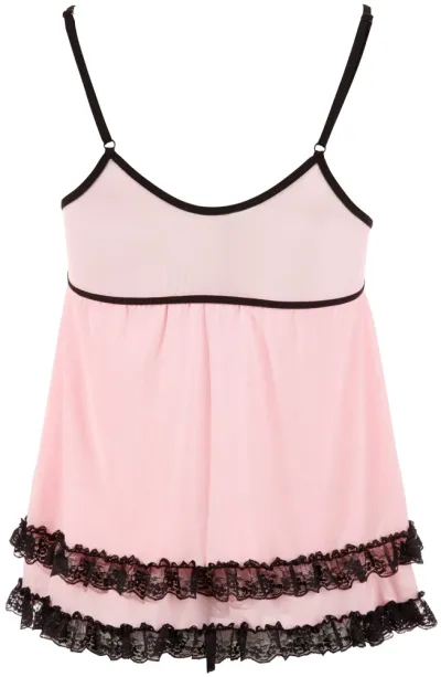 Košilka s tangy Cottelli Collection s krajkou, růžová, M - obrázek 7