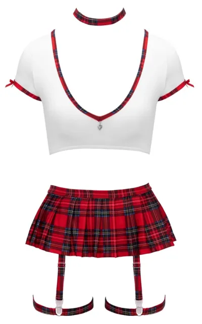 Kostým školačky Cottelli COSTUMES, kostkovaný crop top a sukně se šlemi, XL - obrázek 6