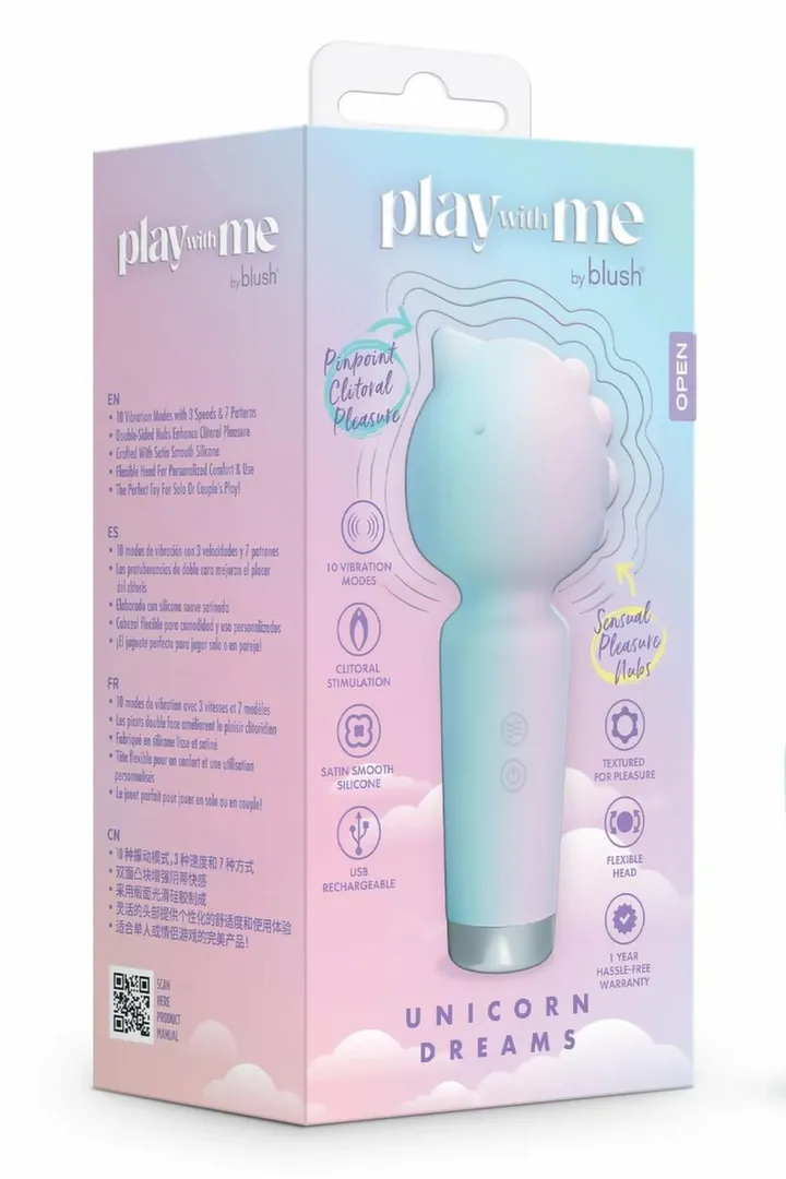 Minivibrátor Play With Me Unicorn Dreams, ohebný, nabíjecí, silikon, 11,4 cm