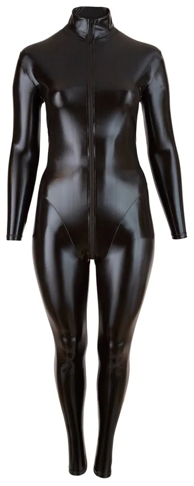 Overal s dlouhými rukávy Cottelli Collection, elastický, černý, 3XL - obrázek 8