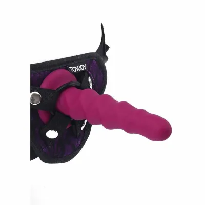 Vroubkované silikonové dildo Get Real s přísavkou, 12 cm, červené - obrázek 2