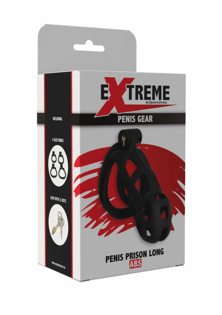 Klec cudnosti Hidden Desire Extreme Penis Prison Long s visacím zámkem, černá - obrázek 2