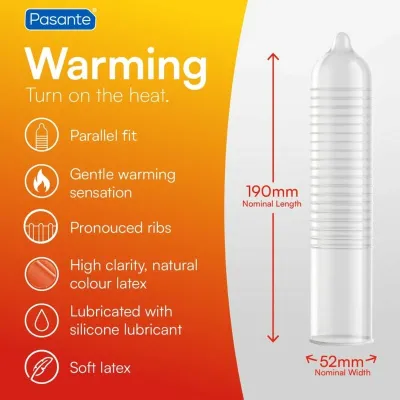 Hřejivé vroubkované kondomy Pasante Calor, 144 ks - obrázek 5