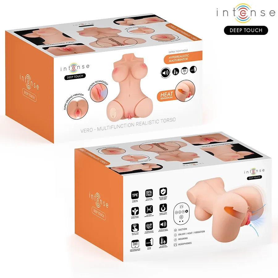 Realistické torzo Intense Deep Touch Vero s vibracemi, sáním, ohřevem a zvuky, 5,5 kg - obrázek 10