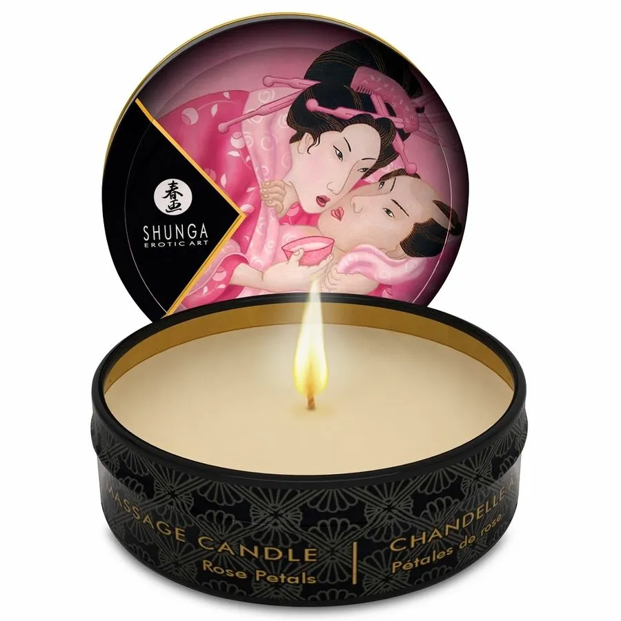 Masážní svíčka Shunga Mini Caress by Candlelight, růže, 30 ml