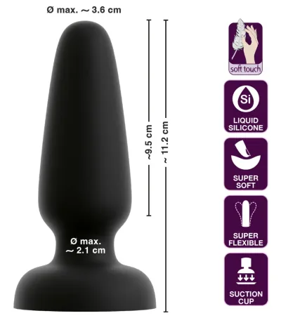 Anální kolík Black Velvets Silicone Plug M, kuželový, s přísavkou, 11,2 cm - obrázek 6