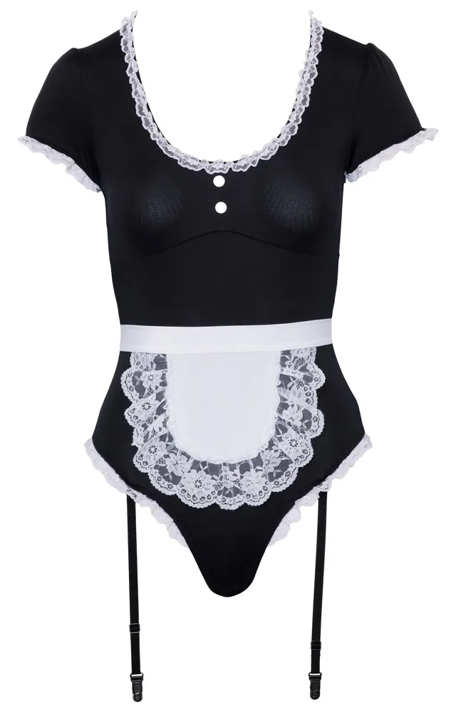 Kostým servírky Cottelli Costumes Waitress, body se zástěrou, černobílý, M - obrázek 6