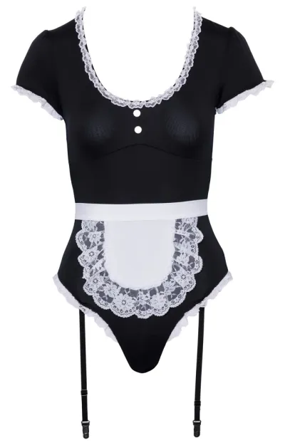 Kostým servírky Cottelli Costumes Waitress, body se zástěrou, černobílý, M - obrázek 6