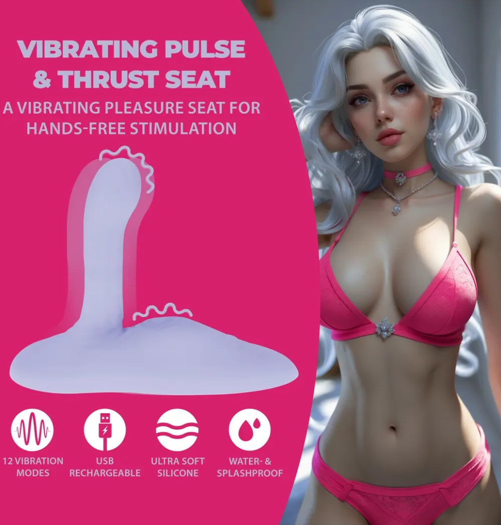 Vibrační sedlo s přirážením Loveline Pulse & Thrust Seat, nabíjecí, fialové - obrázek 8