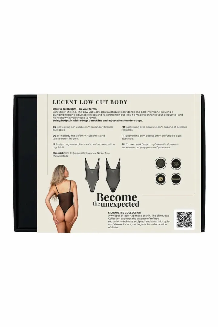 Průhledné síťované body Guilty Pleasure Lucent Low Cut s hlubokým výstřihem, S/M - obrázek 4