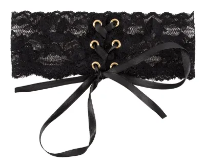 Krajkový choker Svenjoyment se saténovým šněrováním, černý, 32 cm - obrázek 4