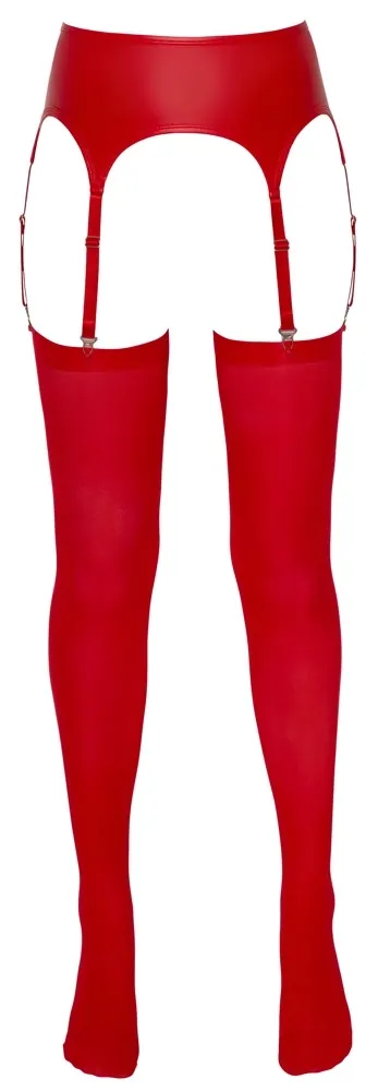 Podvazkový pás s punčochami Cottelli Collection, červený, L/XL - obrázek 6