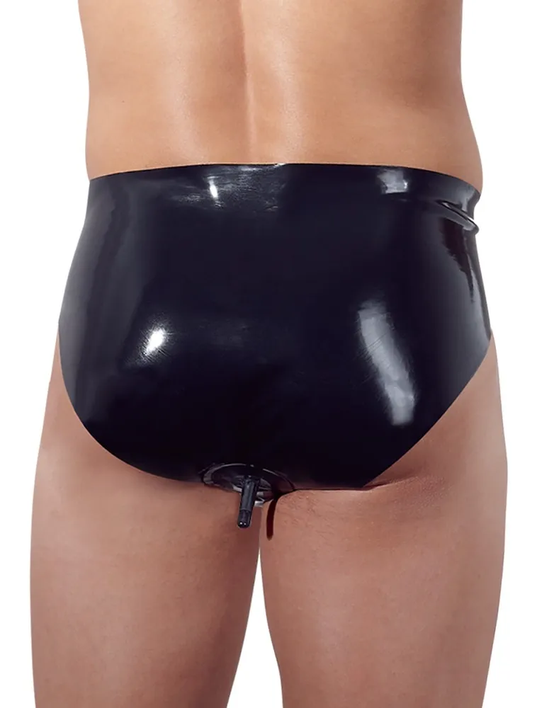 Pánské latexové slipy LateX s nafukovacím análním kolíkem, černé, S - obrázek 5