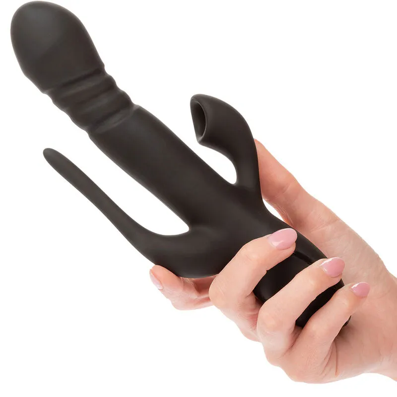 Rabbit vibrátor CalExotics Triple Euphoria s přirážením a sáním, černý