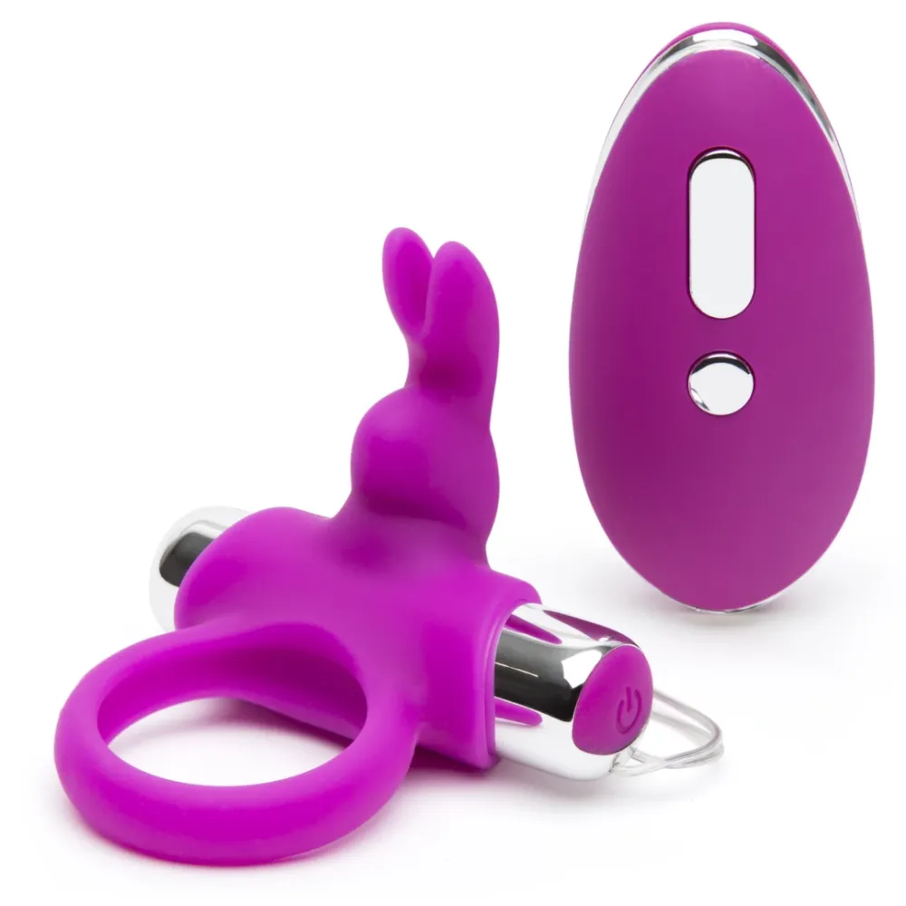 Vibrační erekční kroužek Happy Rabbit s dálkovým ovládáním, černý