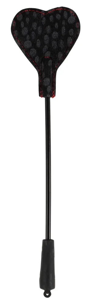 Jezdecký bičík You2Toys Heart Mini Crop s umělou kožešinou, černo-červený, 25 cm - obrázek 3