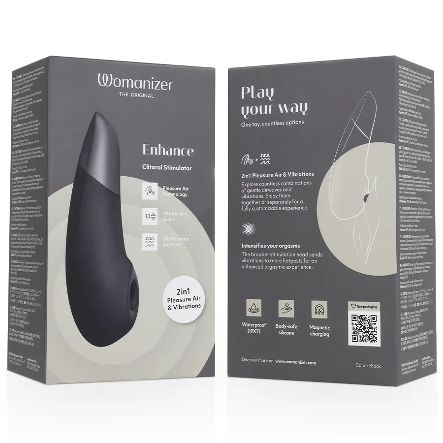 Tlakový stimulátor klitorisu s vibracemi Womanizer Enhance, černý - obrázek 15