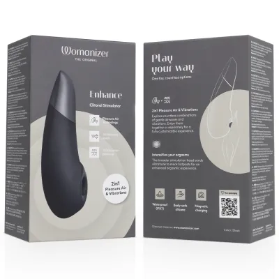 Tlakový stimulátor klitorisu s vibracemi Womanizer Enhance, černý - obrázek 15