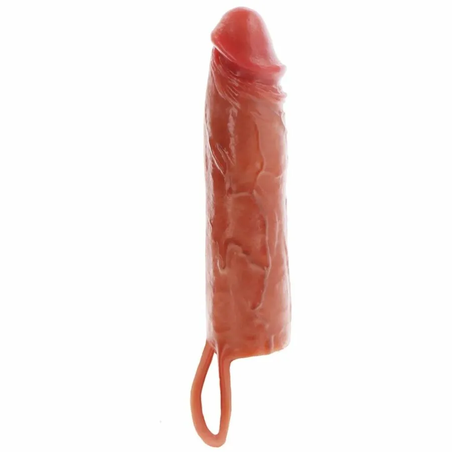 Silikonový návlek na penis Get Real Hydrated Skin, karamelový, 20 cm