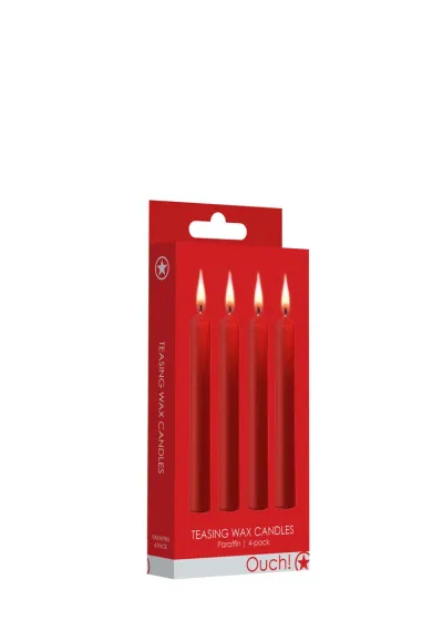 Svíčky na voskové hrátky Ouch! Teasing Wax Candles, 4 ks, červené - obrázek 2