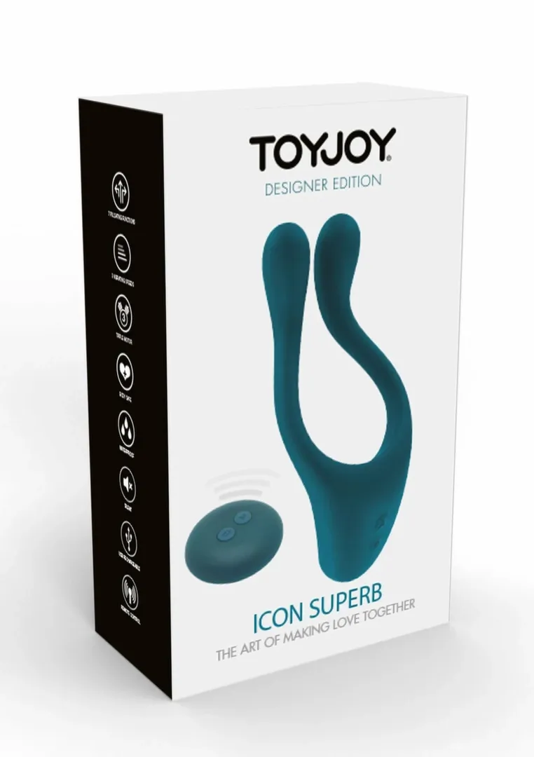 Vibrátor pro páry ToyJoy Icon 2 Superb s dálkovým ovládáním, silikon, modrý - obrázek 3