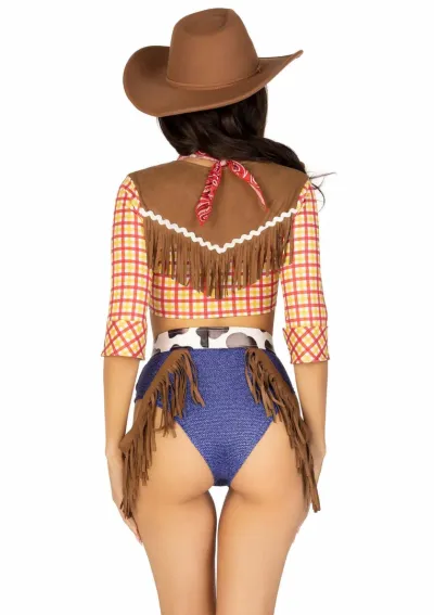 Kostým kovbojky Leg Avenue Playful Cowboy, 5dílná sada s třásněmi, S - obrázek 3