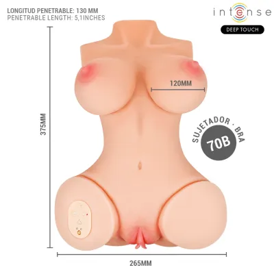 Realistické torzo Intense Deep Touch Vero s vibracemi, sáním, ohřevem a zvuky, 5,5 kg - obrázek 6