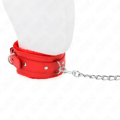 Obojek s vodítkem 65 cm KINK, červený, 36 až 42 cm x 5,5 cm - obrázek 3