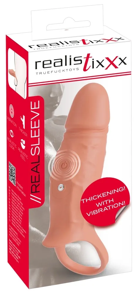 Vibrační návlek na penis Realistixxx RealSleeve Close, silikonový, 18 cm