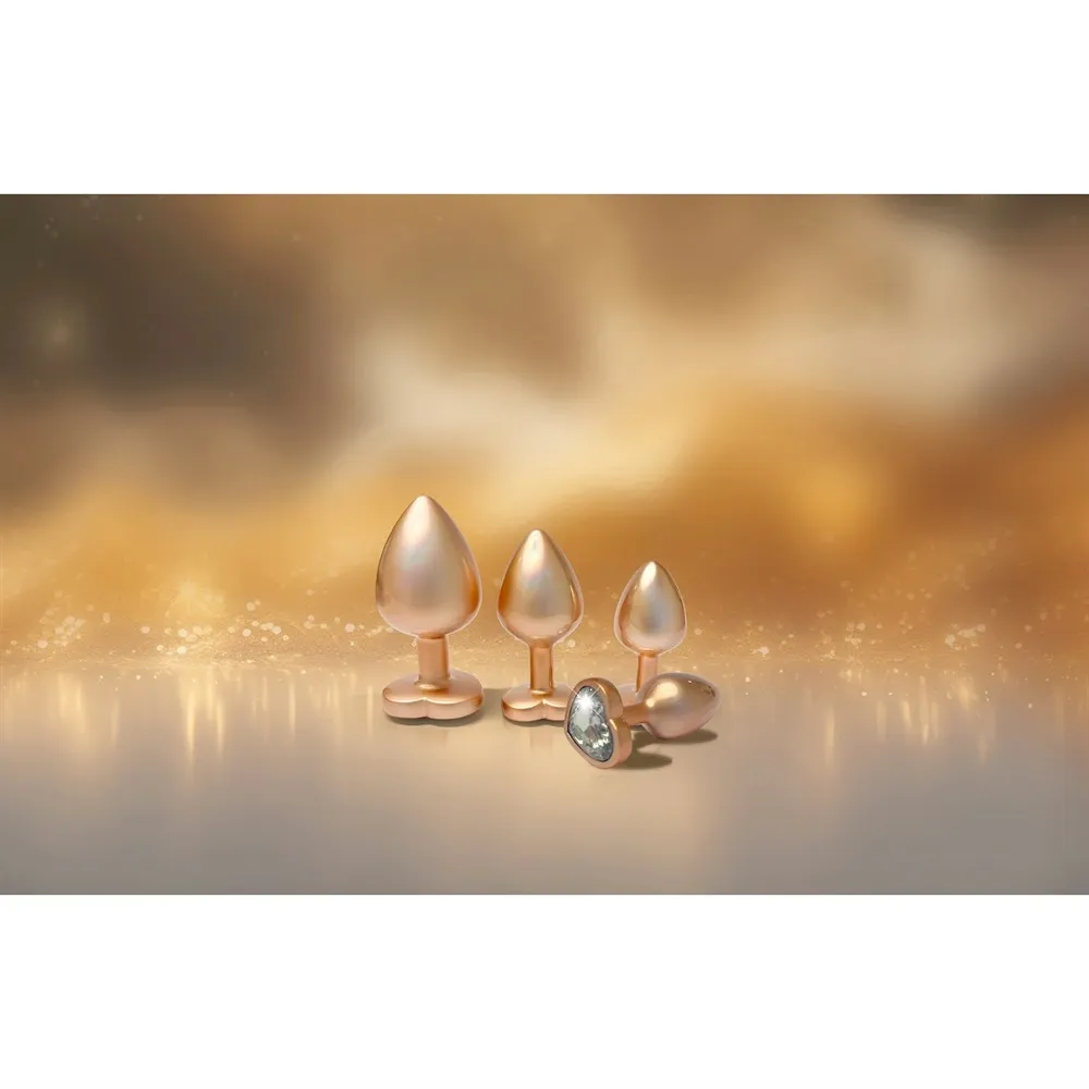 Anální kolík GLEAMING LOVE Pearl Gold Small s kamínkem ve tvaru srdce, zlatý, 7,1 cm - obrázek 5