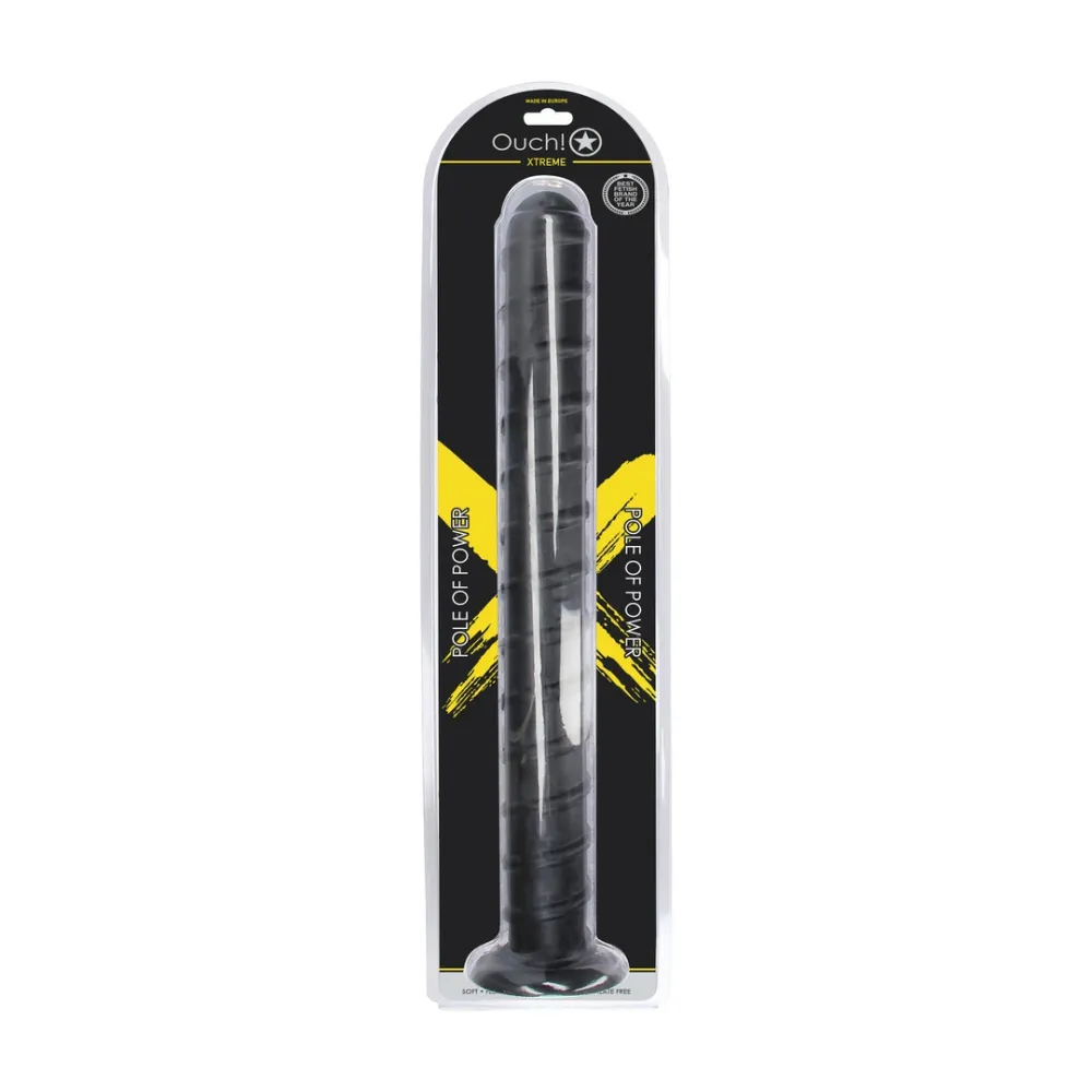 Extra dlouhý spirálový anální kolík Ouch! Pole of Power s přísavkou, černý, 56,5 cm - obrázek 2