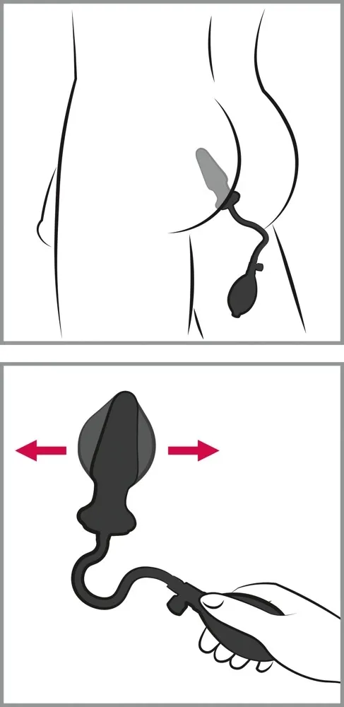 Nafukovací anální kolík You2Toys s pojistným ventilem, latex, černý, 13 cm - obrázek 5