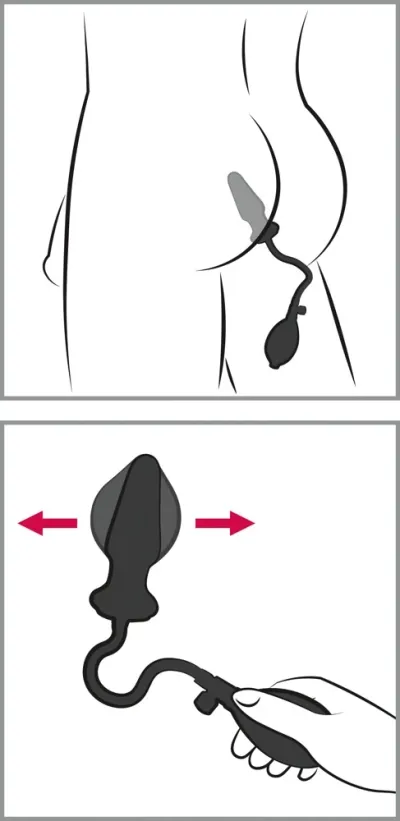 Nafukovací anální kolík You2Toys s pojistným ventilem, latex, černý, 13 cm - obrázek 5