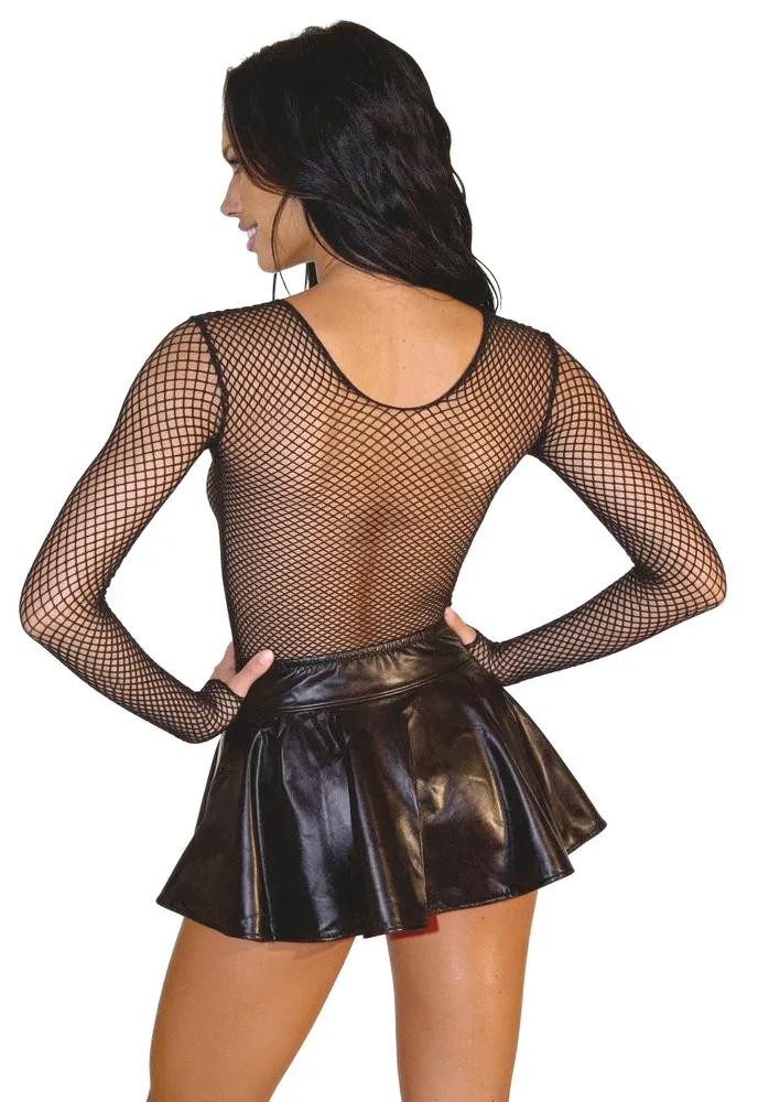 Síťované tričko Cottelli Fantasy Net Shirt s 3/4 rukávy, průsvitné, černé, S-L - obrázek 4