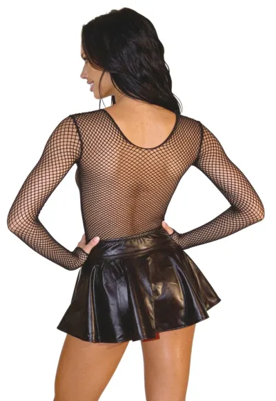 Síťované tričko Cottelli Fantasy Net Shirt s 3/4 rukávy, průsvitné, černé, S-L - obrázek 4