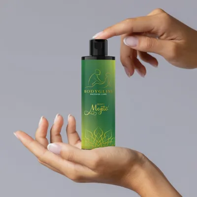Masážní a lubrikační olej BodyGliss Minty Mojito, na silikonové bázi, 150 ml - obrázek 9